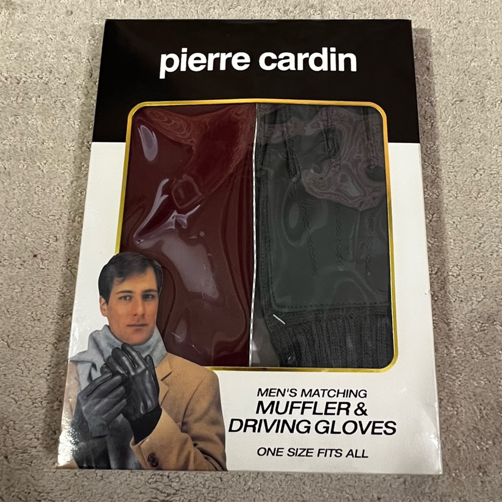 Pierre Cardin vintage glove and scarf set mens   New in box deadstock